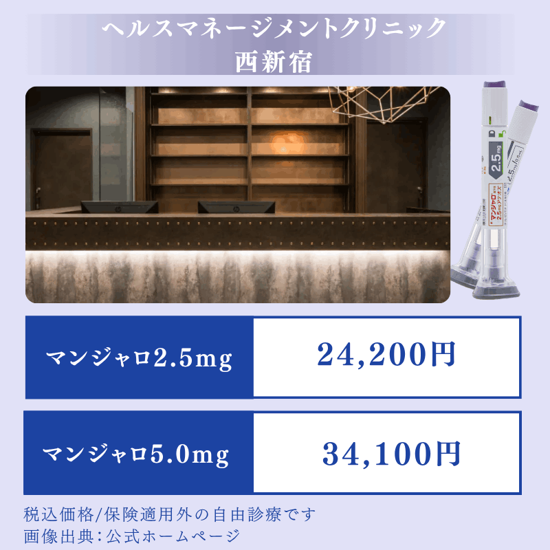 ヘルスマネージメントクリニック西新宿はマンジャロ5mgの処方におすすめ