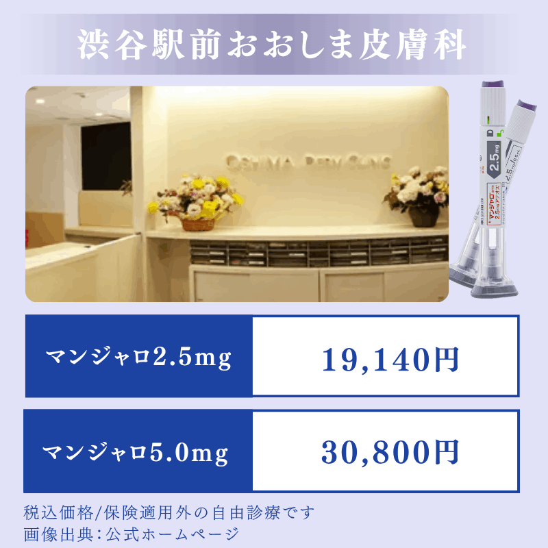 渋谷駅前おおしま皮膚科はマンジャロのまとめ買いがおすすめなクリニック