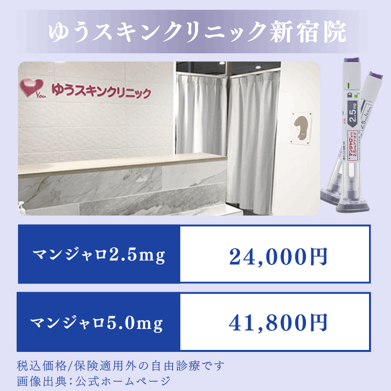 ゆうスキンクリニック新宿院はマンジャロ2.5mgのトライアルプランが人気