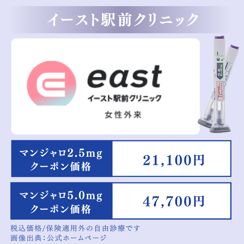イースト駅前クリニック新宿院はLINE限定プランのマンジャロがおすすめ