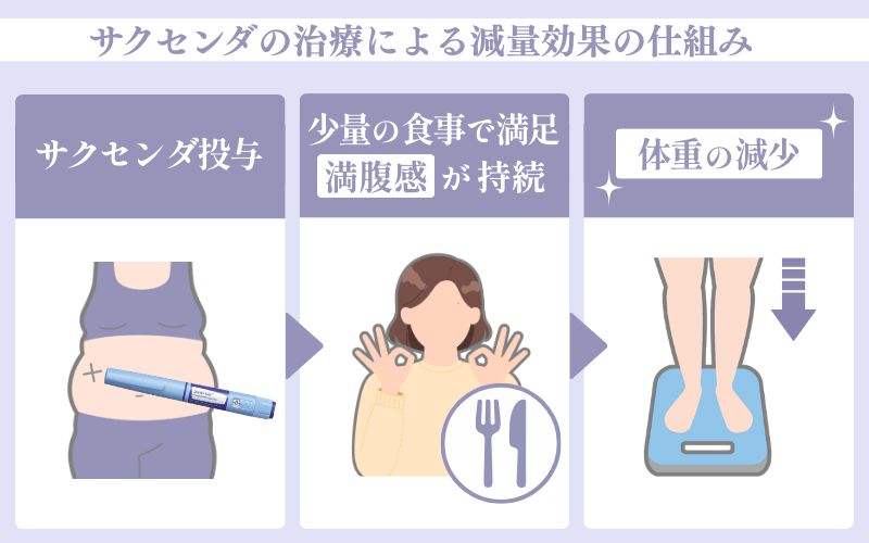 サクセンダの治療による効果3：食事量が減り体重が減少